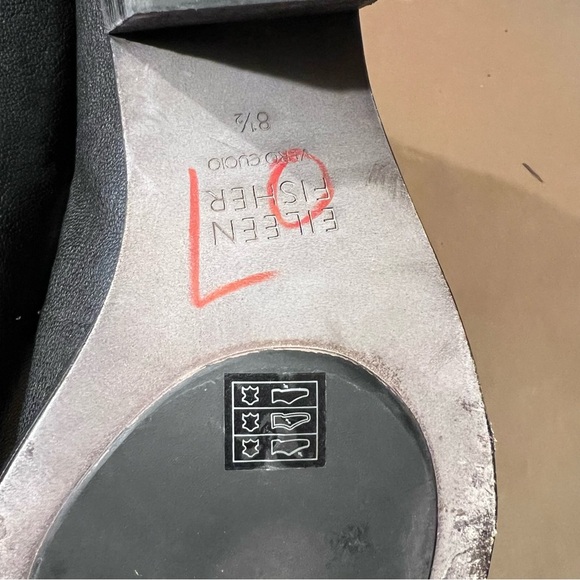 $247 Eileen Fisher Ankle Boots Black Pebbled Leather Peep Toe Women’s US 8.5 - Picture 9 of 11